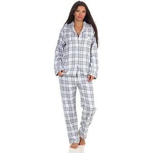 Dames lange mouwen flanellen pyjama geruit - 202 201 15 602, ruitenblauw., 36/38