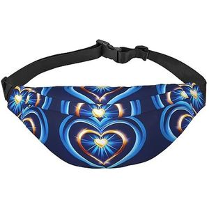 Waterdichte polyester heuptas met - lichtgewicht en duurzame crossbody-tas voor mannen en vrouwen cartoon schattige otters, Hemelsblauw hart, Eén maat