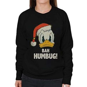 Disney Kerst Donald Duck Bah Humbug Dames Sweatshirt Zwart, Zwart, XXL