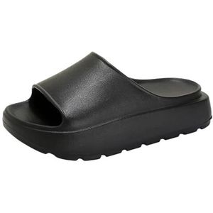 UBOHUZ Zomer Strand Dikke Zool Slippers Vrouwen Indoor Home Slides Vrouw Lichtgewicht Antislip Badkamer Slippers Voor Badkamer, Zwembad, Zwart, 40-41