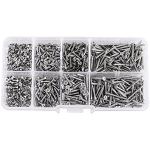M2 - Schroeven Kit - Vernikkeld Koolstofstaal - 800 Stuks - Platte Kop - Zelftappende Schroeven