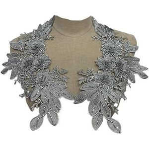 Gouden zijden damesjurk met decoratieve bloemenapplicatie en accessoires for trouwjurken(Silver)