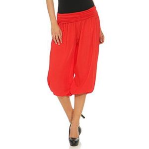 malito dames pofbroek kort in effen kleuren | Harembroek om te dansen | Aladdinbroek om te chillen - Vrijetijdsbroek 1483 (rood)