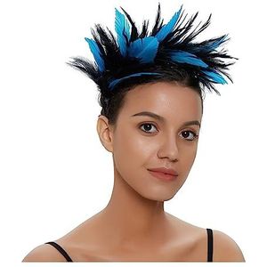 Pasen festival haaraccessoires, kleuren haarband feest hoofddeksel vrouwen flapper veer hoofdband decoratie (kleur: blauw en zwart)