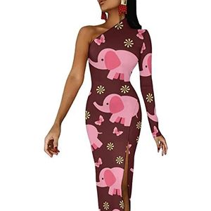 Pink Elephant Damesjurk met halve mouwen, avondfeest, lange jurk, cocktailjurk, split, bodycon jurk, L