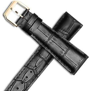 INSTR Lederen Horloge Armband Voor IWC PILOT WATCHES PORTOFINO PORTUGIESER Mannen Band Horloge Band Accessorie (Color : Black-Gold Clasp1, Size : 22mm)