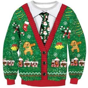 Foute kersttrui voor heren | unieke sweatshirts met ronde hals en lange mouwen,Fake Two Piece Holiday Pullover Sweater voor dames en heren