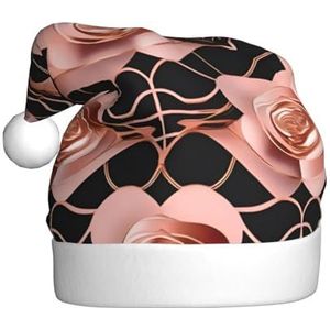 SSIMOO Rose Gold Patroon Achtergronden Volwassen Pluizige Kerst Hoed-feestelijke Decoratie Hoofddeksels Voor Feesten En Vakantie