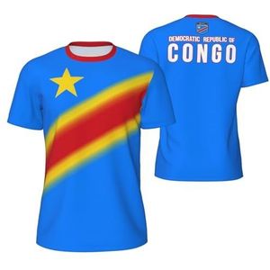 Sport Mesh T-Shirt Geleidelijke Democratische Republiek Congo Vlag Tees 3D Gedrukt voor Fitness Running Bike Voetbal Tennis Voetbal, Meerkleurig, M