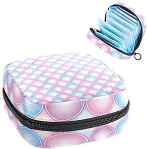 Visschaal patroon,Periode Pouch Draagbaar,Tampon Opbergtas,Tampon Houder voor Portemonnee Vrouwelijke Product Organizer, Meerkleurig, 4.7x6.6x6.6 in/12x17x17 cm