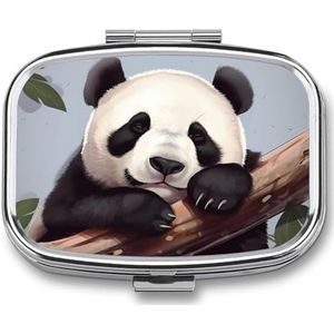 Pillendoosje Draagbare Pillenetui voor Pocket Leuke Panda Reizen Kleine Pil Organizer 2 Compartiment Metalen Pil Container Houder voor Medicijnen Vitamines Visolie Supplementen