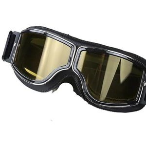 Veiligheid motorbril, all-terrain motorbril winddicht motorbril, motorhelm, universele opvouwbare lederen retro zonnebril, retro retro retro zonnebril, retro motoraccessoires (kleur: zwart/geel