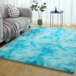 Vloerkleed Woonkamer Carpet - Rug 200 x 270 cm Shaggy, Hoogpolig, Antislip, Zacht, Eenkleurig, Wasbaar Decoratief Tapijt Vloerkleed Voor Woonkamer Voor Woonkamer, Slaapkamer, lichtblauw