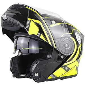 JianJud Bluetooth-Opklapbare Motorhelmen - DOT/ECE-Goedgekeurd - Modulaire Anticondens-Motorhelm Met Dubbel Vizier Voor Heren En Dames - Motocross-Scooter Bromfiets Street Bike Racing-Crashhelm B,L
