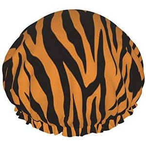 Douchemuts, getextureerde Bengaalse tijgerbont met oranje strepen dubbele waterdichte badmuts, elastische herbruikbare douchemuts, badmutsen slaapmutsje