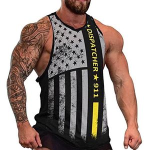 911 Dispatcher Dunne Gouden Lijn Mannen Tank Top Grafische Mouwloze Bodybuilding Tees Casual Strand T-Shirt Grappige Gym Spier
