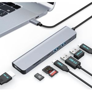 Moman Docking Station USB C Hub 7 in 1 met 100W PD, 4K @30Hz HDMI, 5Gbps USB 3.0, USB 2.0, USB C, SD/TF kaartlezer voor muis, toetsenbord, U-schijf, flash drive, mobiel