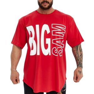 BIG SM SPORTSWEAR MUSCLEWEAR Ragtop Rag Top T-shirt bodybuilding fitness heren halve mouw 3382-RED, rood, S