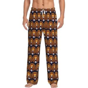 Cool Lion Print Heren Pyjama Broek Heren Lounge Broek Pyjama Bottoms Comfortabele Nachtkleding Volwassen Loungewear, Wit, S