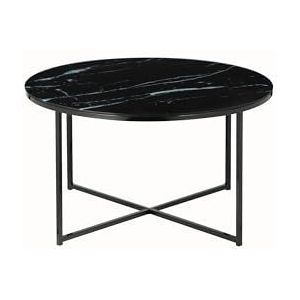 Dynamic24 Salontafel, diameter 80 cm, marmerlook, glazen tafel, bijzettafel, woonkamertafel