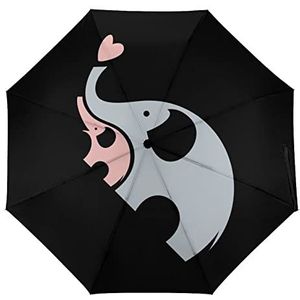Leuke Olifanten Mode Paraplu Voor Regen Compact Tri-Fold Reverse Folding Winddicht Reizen Paraplu Automatische