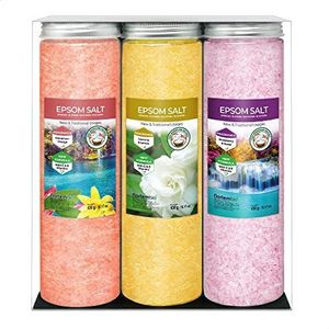 Nortembio Epsomzout Cadeaupakket Geuren Jasmijn, Kaneel en Rozen 3 x 430 g | Natuurlijk Magnesium met Vitamines C en E | Ontspanningsbaden, Spa, Hydratatie + Gratis E-Book
