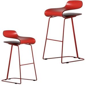 Bar 2 sets barkrukken, moderne keukenstoelen met massief stalen frame rode elastische zitting barkrukken, ergonomische hoge krukken Krukken (Size : 66CM)