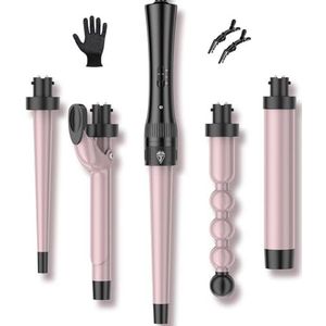 ELEHOT-Store Krultang, 5-in-1, multifunctionele krultangset met verschillende opzetstukken, 9-32 mm, keramische coating, met handschoenen, 2 clips