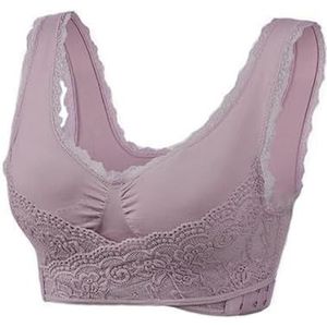 ADPelcote Beha's voor oudere vrouwen, dames draadvrij kanten korset voorkant cross side gesp push-up yoga plus size slaapbeha