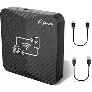Draadloze Carplay & Android Auto adapter: 2-IN-1 oplossing voor A-pple en Android Auto - converteert bekabeld naar draadloos Plug & Play met 5GHz WiFi