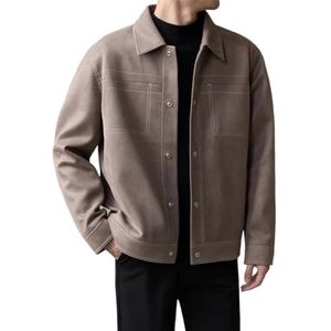 LORSO Herenkleding Korte jas Mannelijke Slim Fit Trenchcoat Heren Streetwear Losse herfst Casual jas (Color : D, Size : L)