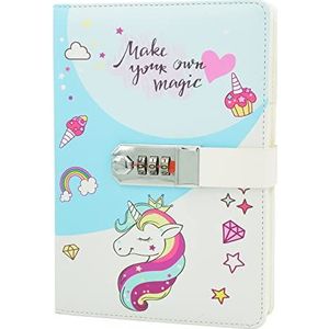 Auvier Girls Notebook Diary A5, Unicorn Diary met wachtwoordslot, PU-lederen hardcover, voor kinderen en meisjes, verjaardagscadeau, vervangbare binnenkern navulling