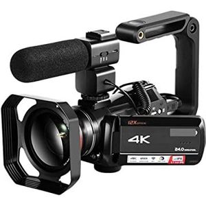 Videocamera Vlogcamera Recorder Videocamera Camcorder 4K Professionele 12x optische zoom for Blogger Live streaming filmen(Bundle B)