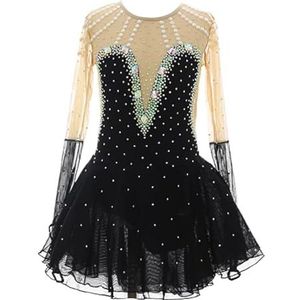 Kunstschaatsjurk For Meisjes, Elegante Dansvoorstelling Met Lange Mouwen For Vrouwen, Aanpasbaar(4XL)