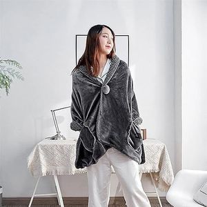 Poncho - Draagbare Deken - Winter - Flanel - Dubbelzijdige Deken - Fleece Cape Jacket