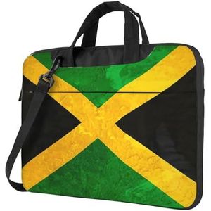 Laptoptas met gevoerde schouderriem en handvat, laptoptas met Jamaicaanse vlag voor dames en heren, Zoals getoond, 15.6 inch