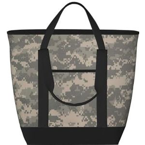 YQxwJL Army digitale camouflageprint draagtas met grote capaciteit, geïsoleerde lunchtas, herbruikbare boodschappentas met rits voor dames en heren