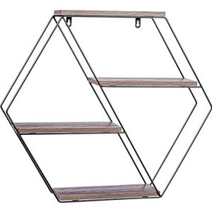STILISTA Design wandplank, 4 niveaus, kleur & model naar keuze, Hexagon Wood Dark