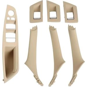 auto linksvoor binnen binnendeur handvat Voor BMW 5 Serie F10 F18 523 525 528 2010-2017 Linksgestuurd RHD Beige Zwart Koolstofvezel Auto Interieur Deurgreep Trek Achter(Lhd Beige)