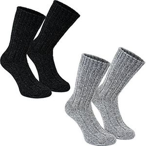 4 Paar BRUBAKER Heren Noorse Sokken Onesize Maat 41-44 Lichtgrijs Donkergrijs