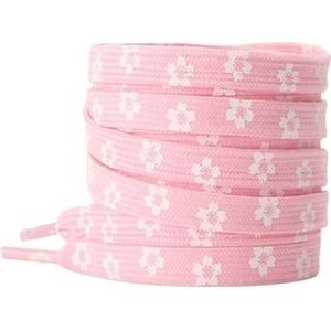 Sport Schoenveters Platte Schoenveter， Platte schoenveters for sneakers Hartvormige veters Bloemen Kleine madeliefjes Schoenveter Hoge canvas schoenveter for schoenen(Pink,160cm)