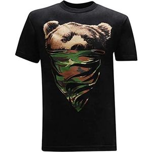 California Republic Camo Bandana Bear Men's T-Shirt T-shirts & overhemden(XX-Large)