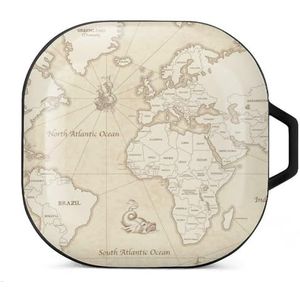 Vintage stijl Earth Map Oordopjes Hoesje Compatibel met Samsung Hard Shell Beschermhoes Zwart-Stijl