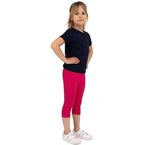 looksy Meisjesleggings - Capri zomerbroek in basic stijl, 19 kleuren, ondoorzichtig, comfortabel, dagelijkse kleding, zacht, ademend katoen, maten 3 tot 13 jaar (98 tot 158 cm), magenta, 110