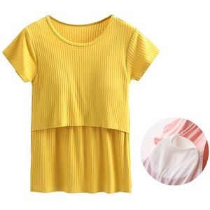 Zwangerschapstanktop Zwangerschapsvoedingstops for dames Sweatshirt met korte mouwen for zwangerschap en postpartumkleding(Color:Yellow,Size:XXL)