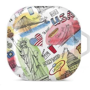 Verenigde Staten reizen symbolen oordopjes hoesje compatibel met Samsung hard shell beschermhoes wit stijl