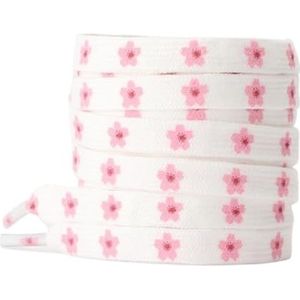 Platte schoenveters, Platte schoenveters for sneakers Hartvormige veters Bloemen Kleine madeliefjes Schoenveter Hoge canvas schoenveter for schoenen(White powder,120cm)