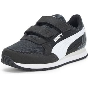 Puma St Runner Hook And Loop, uniseks kindergymschoenen, zwart/wit-Freddo lichtgrijs, peuters