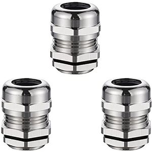 SRJQXH 3 stuks 18,6 mm PG11 metalen kabelwartels, waterdicht en stofdicht, vernikkelde messing kabelwartels voor 5-10 mm kabel