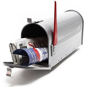 Amerikaanse brievenbus US mailbox – zilvergrijs – brievenbus met vlaggetje